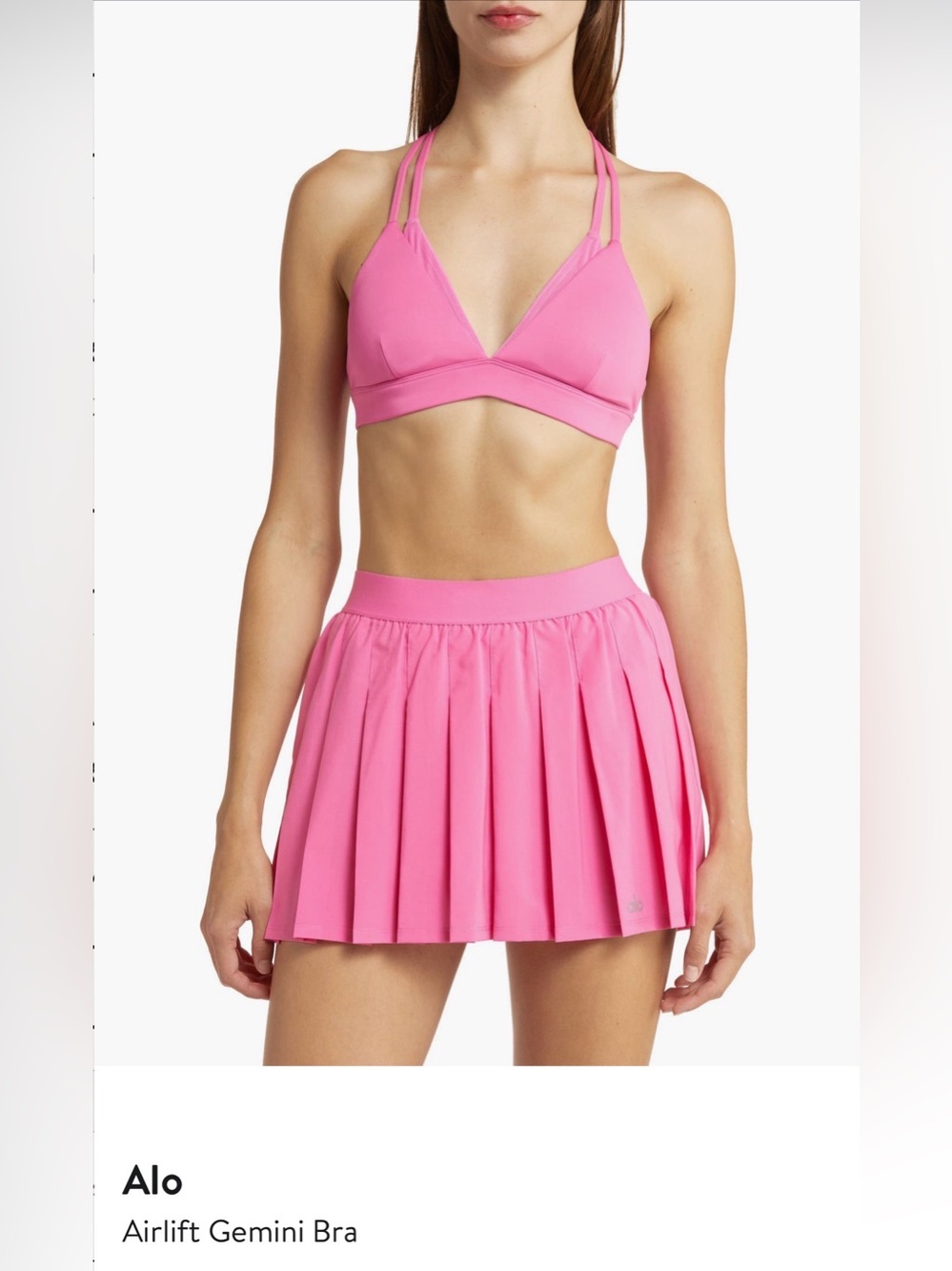 Alo Yoga Airlift Gemini Bra XS Pink Adjustable Y-Back Sports Bra